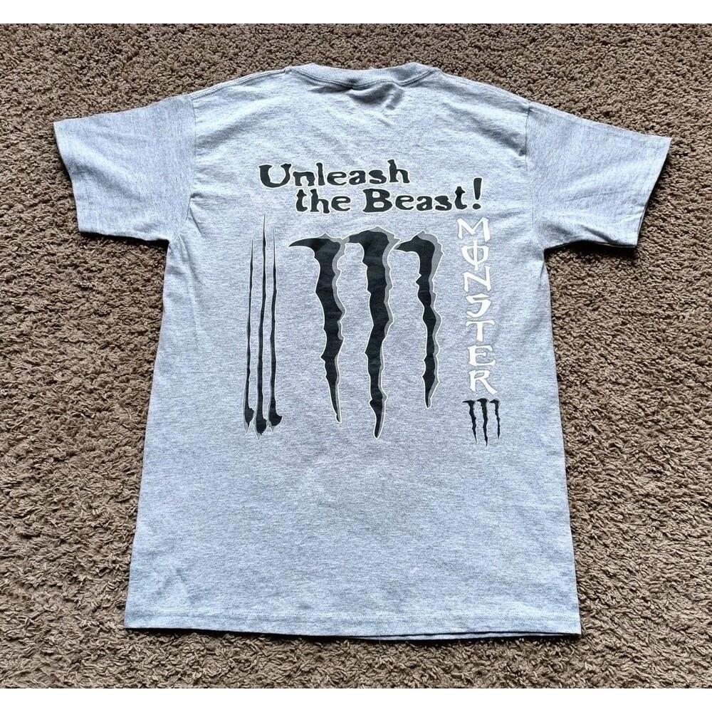Monster Energy T-Shirt Men's Size Small Graphic Print Gray Shirt
